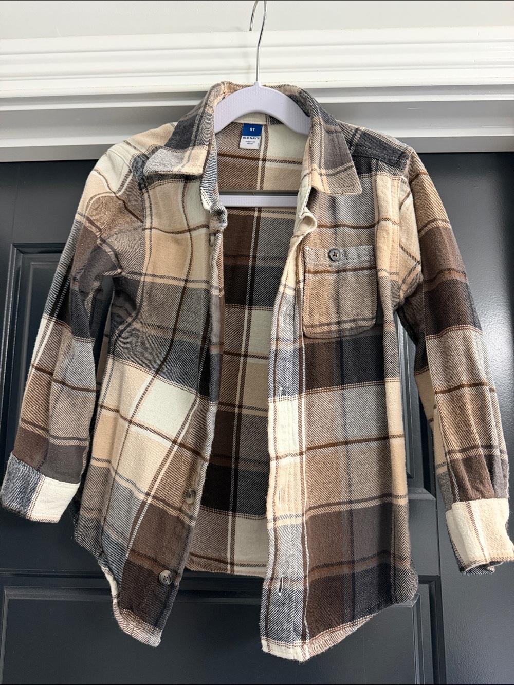 Old Navy Boy’s Brown & Cream Plaid Button-Front Shirt